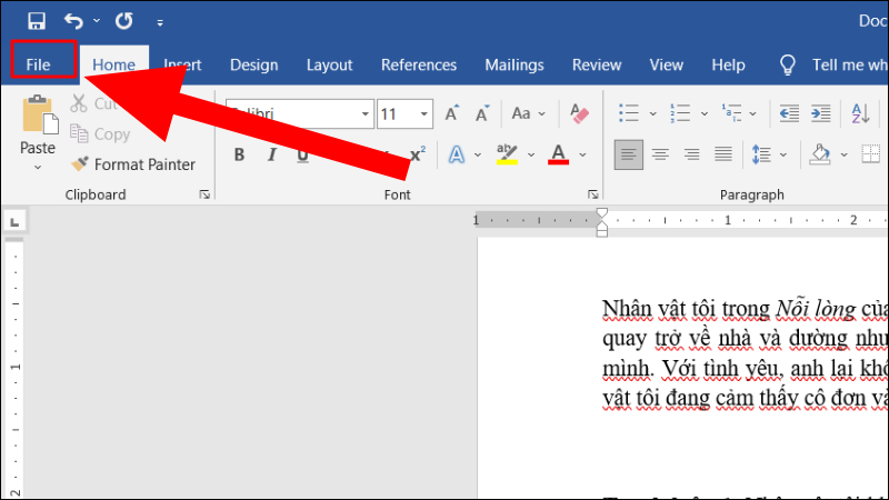 Tiến hành chọn mục File